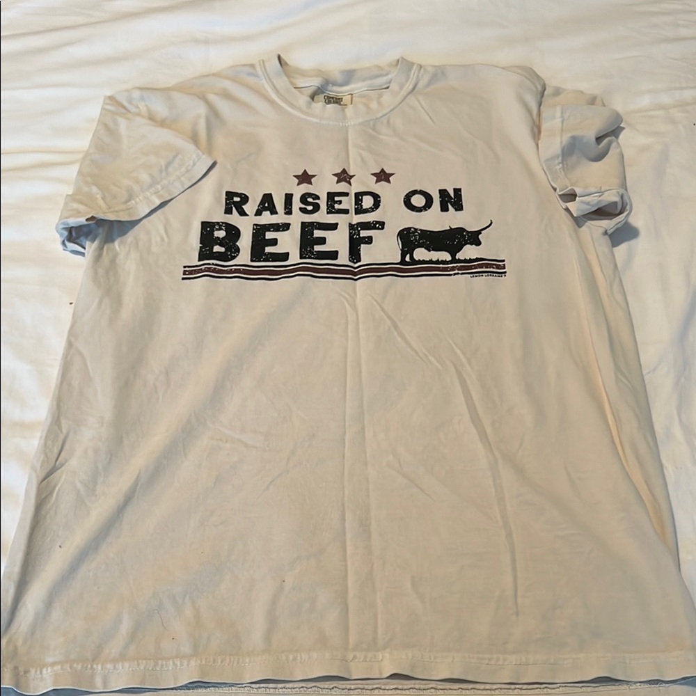 Comfort Colors Cream Short Sleeve Tee Raised on Beef